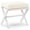 White, variant on Bamboohomie Foldable Vanity Stool, Bamboo X-Leg Patio Ottoman and Footstool with Padded Cushion, 250 lbs Capacity, White