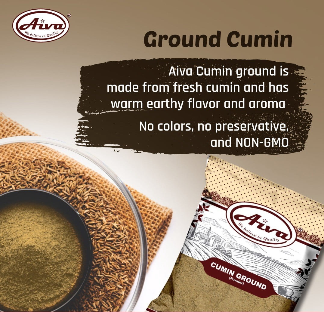 Aiva Cumin Ground Powder (Jeera Powder) | 14 oz (Pack of 20)