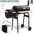 thumbnail image 4 of Asador para Carbón Bluelander de Acero Inoxidable con Llantas Transportadoras, Termómetro, Portátil, 4 of 5