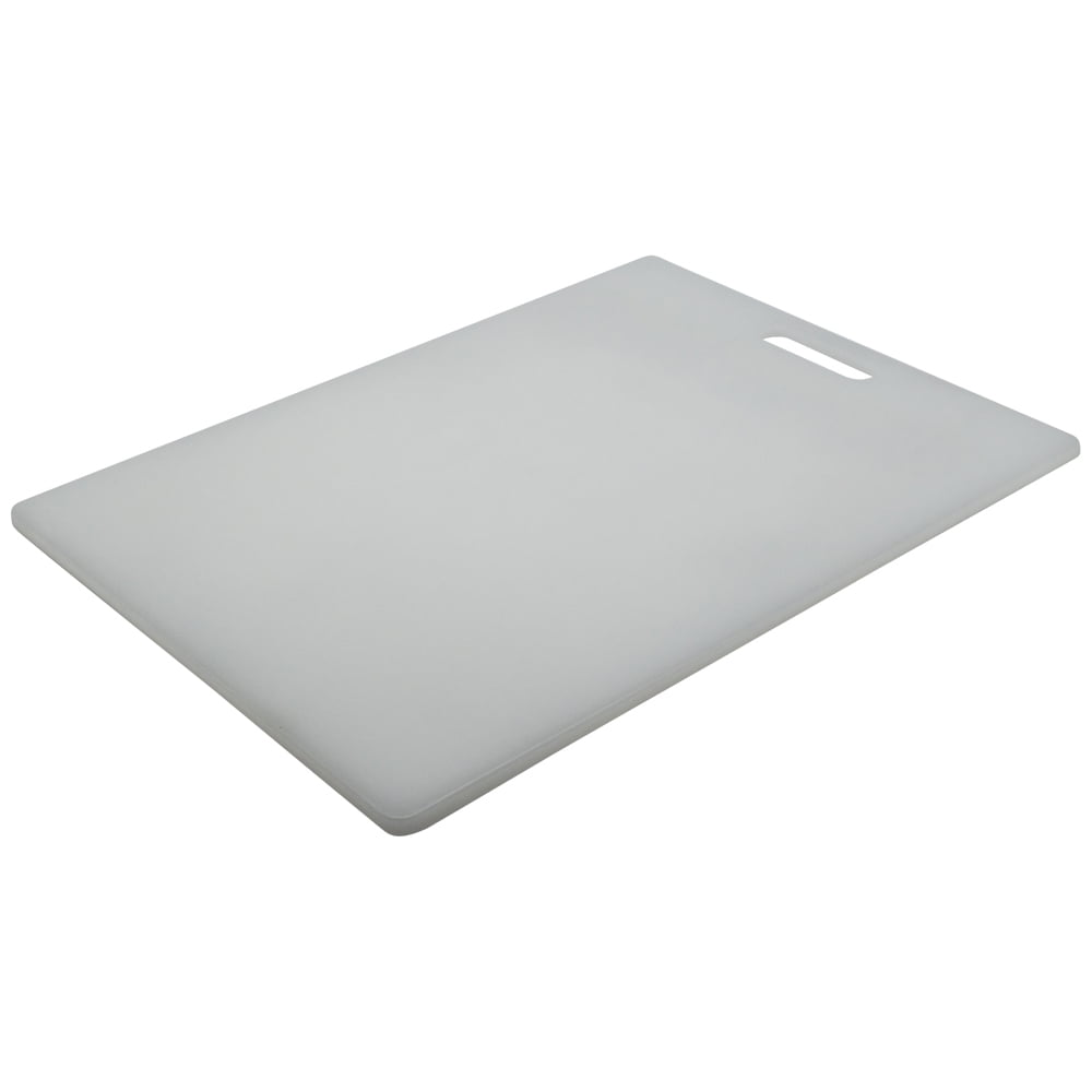 18" x 24" White Plastic Cutting Board w/ Handle, Each
