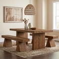 thumbnail image 3 of 63" Solid Wood Rustic Bench, Farmhouse Dining Bench with Triangle Base, Long Entryway Bench for Dining Room, Bedroom, Hallway, Kitchen, 3 of 10