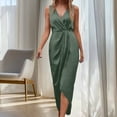 thumbnail image 5 of Xdegoge Wedding Guest Dresses for Women Ruched Draped Asymmetrical Sleeveless Deep V-Neck Cocktail Dress Tulip Hem Elegant Dresses Satin Formal Party, 5 of 6