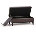 thumbnail image 3 of Simpli Home Banc de Rangement en Faux Cuir Oregon, Marron Chocolat, 3 of 7