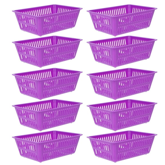 Purple Plastic Storage Baskets for Home Organization 10PCS and Compact Size