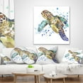 thumbnail image 4 of Designart Blue Sea Turtle Illustration - Animal Throw Pillow - 16x16, 4 of 5