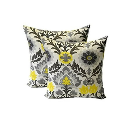 Set Of 2 In Outdoor Decorative Throw Pillows Yellow Gray Black