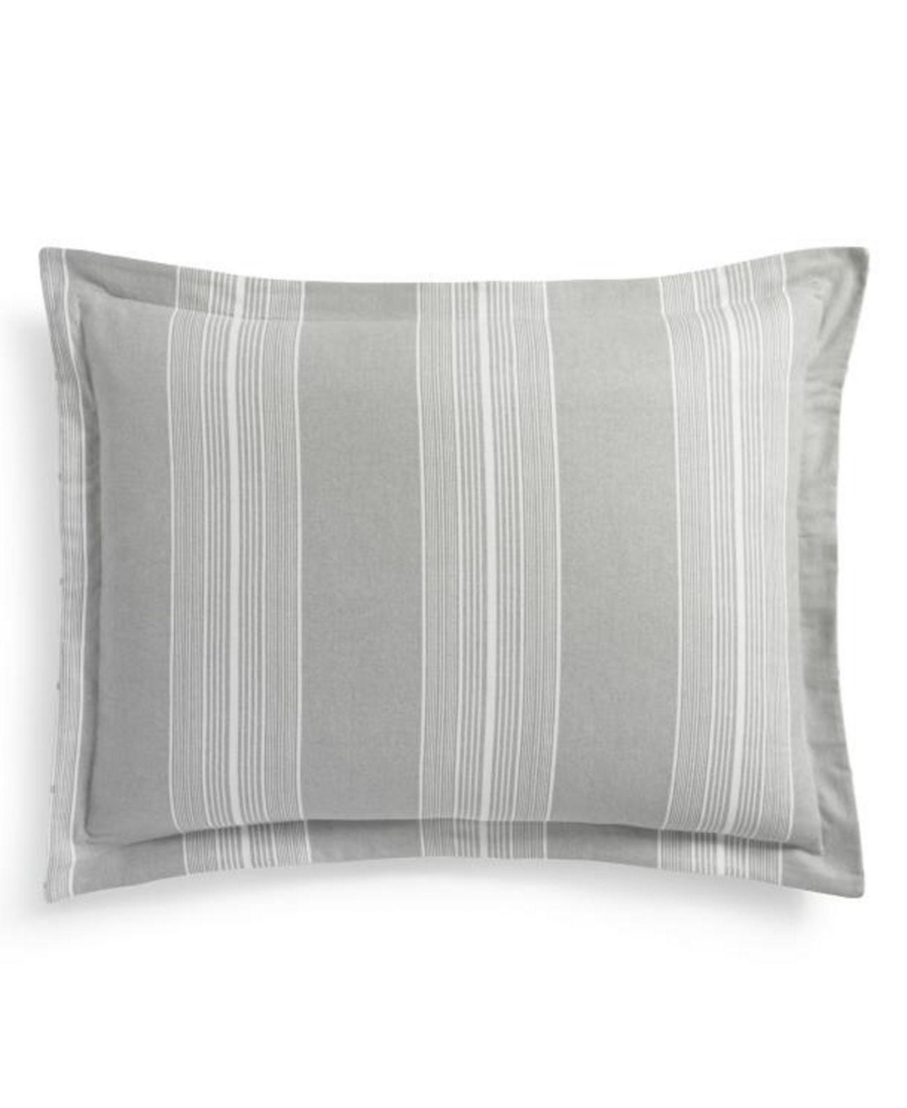 Martha Stewart Collection Modern Stripe Flannel Standard Sham, Gray, 20 x 28