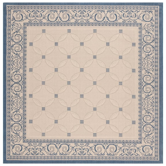 Safavieh Courtyard Gaus Oriental Indoor/Outdoor Area Rug, Natural/Blue, 7'10" x 7'10" Square