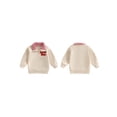 thumbnail image 2 of BemeyourBBs Toddler Baby Boy Girl Valentine Outfit Jesus Love Me Sweatshirt Fall Winter Spring Baby Christening Clothes Long Sleeve Plaid Lapel Quarter Zip Pullover Letter Heart Embroidery Tops, 2 of 9