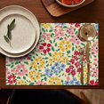 thumbnail image 4 of Pioneer Flower Floral Print Pattern Summer Placemats Table Placemats Set Of 6-Linen Kitchen Washable Placemats Table Mats 12x18 Inch Non-Slip Heat Resistant, 4 of 5