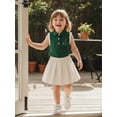 thumbnail image 5 of BemeyourBBs Toddler Baby Girls Golf 2 Piece Outfits Summer Clothes Golf Themed Embroidery Sleeveless Turn Down Collar Vest Tank Tops and Pleated Skirt Set, 5 of 9