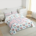 thumbnail image 3 of jejeloiu Happy Valentine'S Day Queen Comforter Set,Blue Letter D Bedding Sets,Cartoon Bowknot Kawaii Flower Bedding Comforter Set For Princess,Lightweight Room Decoration Reversible,3pcs, 3 of 8