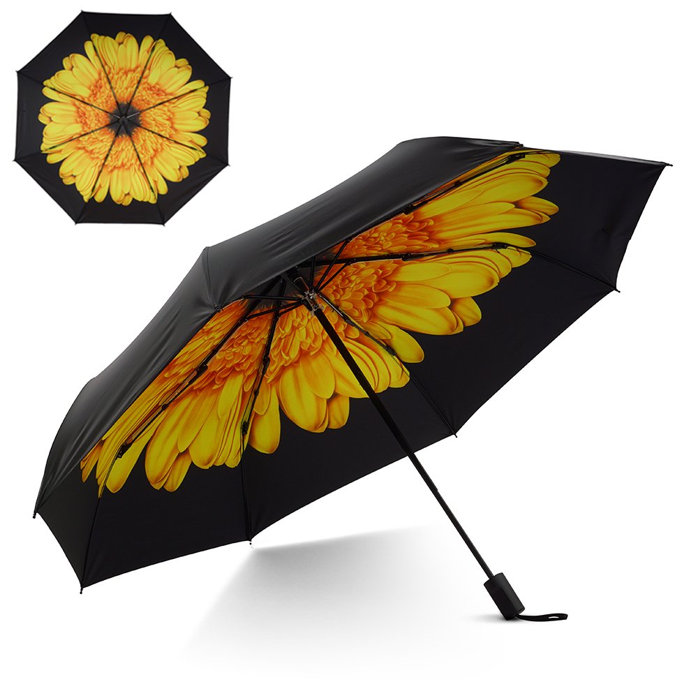 Flexzion Flexzion Small Travel UV Sun & Rain Umbrella Windproof & Sun UV Protection Screen