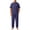 Navy, variant on StSilkitty Men's 2 Piece Outfits Solid Color Short Sleeve Casual Shirts and Loose Pants Sets Summer Cotton Linen Casual Set