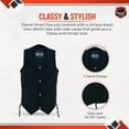 thumbnail image 3 of Daniel Smart Men’s Vest - Unique Black Denim with V-Neck Design Motorcycle Vest, 3 of 7