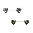 thumbnail image 2 of Pair of Nipple Rings 14G Heart Steampunk Design Surgical Steel Antique Colors, 2 of 3