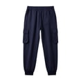 thumbnail image 6 of Men's Fleece Multi Pocket Sweatpants Loose Fit Cuffed Ankle Casual Joggers with Drawstring Elastic Waist Solid Color Lounge Trousers for Winter, 6 of 7