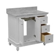 thumbnail image 3 of KBC Bella 36" Solid Wood Bathroom Vanity w/ Carrara Stone in White, 3 of 8