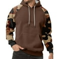 thumbnail image 2 of Men’s Pullover Hoodie with Drawstring Adjustable Hood and Camouflage Print Long Raglan Sleeves Kangaroo Pocket Light Brown 3XL, 2 of 5