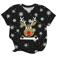 thumbnail image 4 of IWRICH Christmas T Shirts Plus Size for Women Round Neck Short Sleeve Tops Holiday Reindeer Printed Loose Casual Tees Black XXXL, 4 of 4