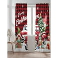 thumbnail image 2 of Christmas Truck Dwarfs Sheer Curtains 84 Inch Long 2 Panels, Winter Snowflakes Red Plaid Light Filtering Rod Pocket Semi Sheer Curtains, Sheer Voile Drapes for Living Room Bedroom, 52"x84", 2 of 5