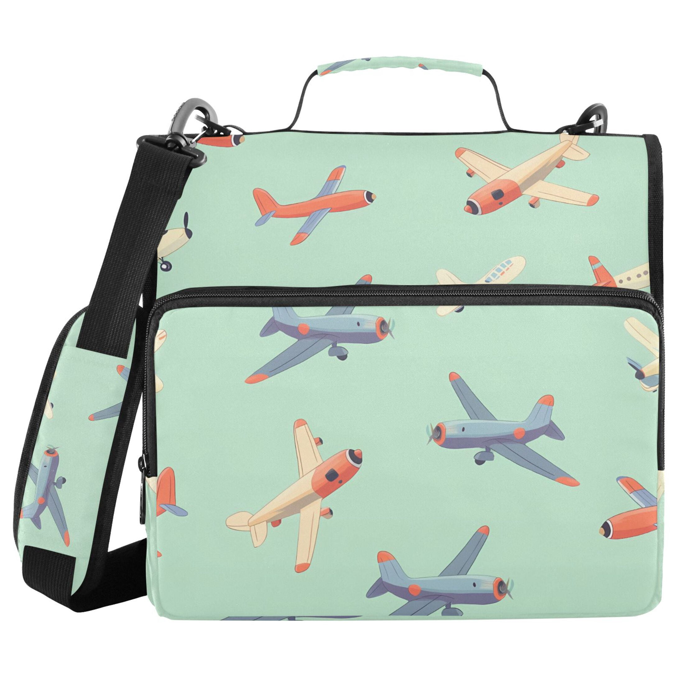 ALAZA Zipper Binder Airplane Retro Green 3 Ring Trapper Keeper File Folder Organizer Bag