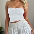 thumbnail image 2 of Timegard Tube Tops for Women Summer Strapless Ruched Basic Sleeveless Stretch Slim Shirts Casual Crop Tops, 2 of 6