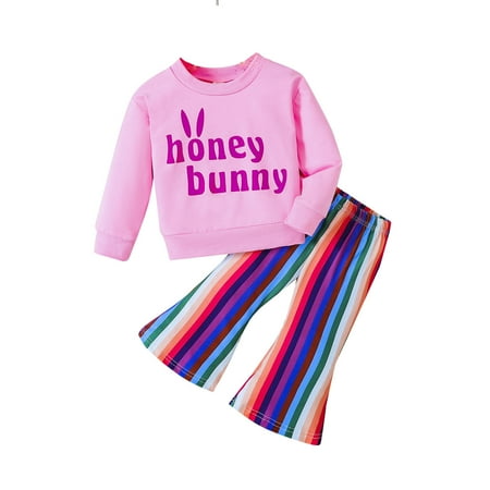 

Kids Toddler Baby Girls Outfits Spring Summer Letter Print Long Sleeve Hoodie Long Pants Outfits Clothes