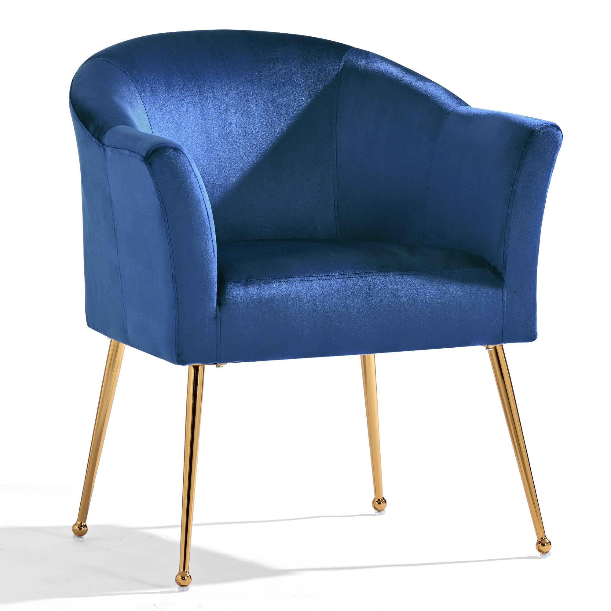 Kadyn Polyester Accent Chair, Modern Armchair with Gold Metal Legs, Single Reading Chair for Living Room, Blue Kadyn Polyester Accent Chair, Modern Armchair with Gold Metal Legs, Single Reading Chair for Living Room, Blue