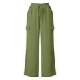 thumbnail image 6 of CHGBMOK Women's Pants High Waist Drawstring Wide Leg Pants Loose Casual Trousers with Side Pockets Solid Daily Versatile, 6 of 6