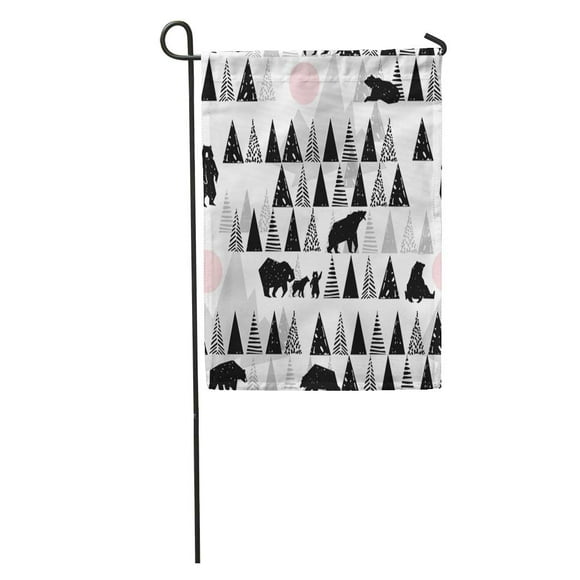 POGLIP Brown Pattern Wildlife Grizzly Bear Abstract Forest Alaska Woodland Garden Flag Decorative Flag House Banner 12x18 inch