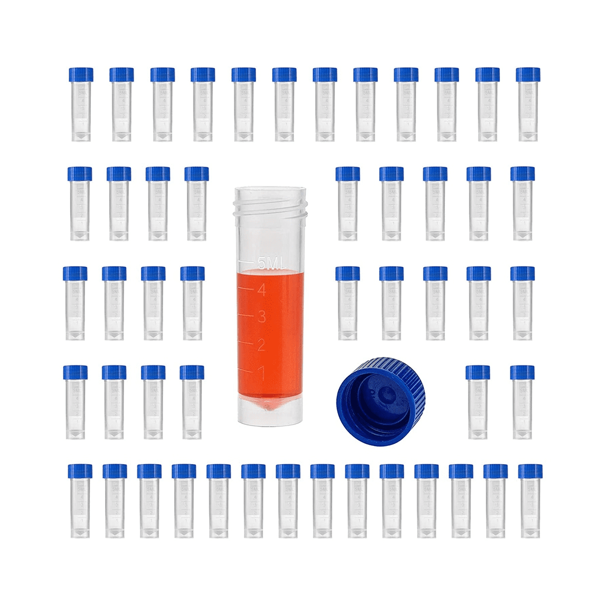 50PCS Cold Lab Test Tube with Screw Cap Vial Plastic Cryo Graduated