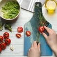 thumbnail image 3 of Hawaiian Cutting Board, Na Pali Coast on Kauai Island Water Sunshines Foggy Cloudscape Panorama, Decorative Tempered Glass Cutting and Serving Board, Wine Bottle Shape, Blue Green Brown, by Ambesonne, 3 of 5