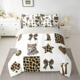 thumbnail image 2 of Manfei Girls Leopard Print Bedding Comforter Set, Bow Knot Star High Heels Queen Bedding Sets, Wild Cheetah Queen Sheet Sets, Ultra Soft Home Decor Reversible 7 Pieces, 2 of 8