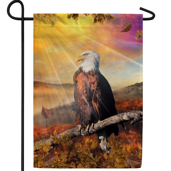 America Forever Bald Eagle Garden Flag, 12.5 x 18 inches Double Sided, Wildlife Garden Flag, Fall Leaves, Autumn Seasonal Outdoor Decor, Outside Yard Decorations
