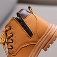 thumbnail image 4 of Unisex Girls Boys Zipper Frosted Leather Round Toe Lace Up Ankle Boots Non-Slip Waterproof Comfort Work Boot (Toddler/Little Kid), 4 of 14