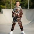 thumbnail image 5 of Uorisanigo Kids Sweat Suit Set, 2-Piece Graphic Printed Pullover Hoodie and Jogger Pants for Boys Girls, Sweatshirt & Sweatpants Outfit(American Flag Wood Hunting Deer Camo), 5 of 7
