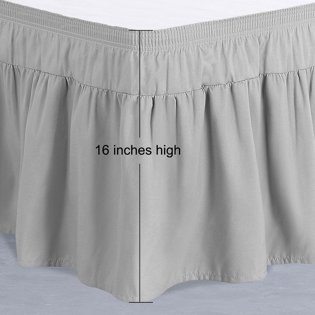 Unique Bargains 16" Drop Elastic Ruffles Brushed Bed Skirt Full Light Gray