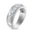thumbnail image 2 of beryl_creation 925 Sterling Silver 1.15 Ct Round Cut White Diamond Wedding Engagement Half Band Ring 14K White Gold Plated For Men's -7.5, 2 of 3