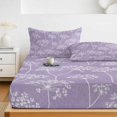thumbnail image 6 of King Size Fitted Sheet Set - Spring Floral 3 Piece Bedding Sets 16" Deep Pocket Fitted Sheet with 2 Pillowcases, Spring Rustic Wildflowers Plants Purple Brushed Microfiber Hotel Luxury Bed Sheets, 6 of 9