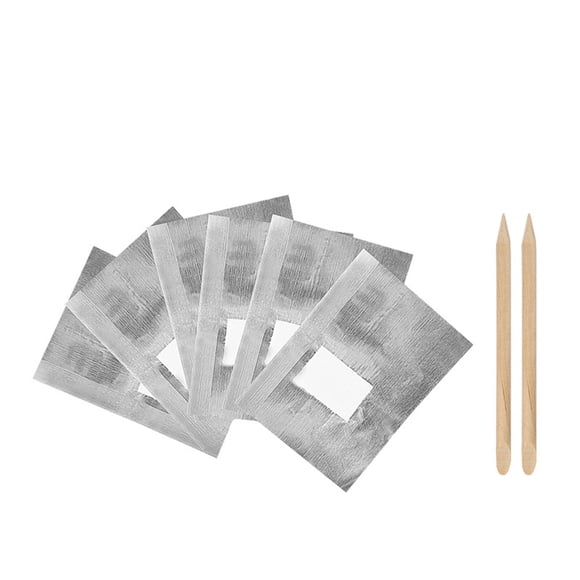 liddy Nail Polish Remover Foil 50 Sheets Disposable Tin Foil with 2 Wood Sticks Gel Nail Polish Removal Tinfoil Nail Art Supplies Easy to Use