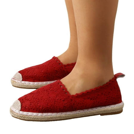 

Ykohkofe Women Hollow Platform Casual Shoes Solid Color Breathable Flats Espadrilles