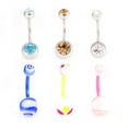 thumbnail image 2 of Belly Button Ring Package of 6 Navel Ring 3 Surgical Steel with CZ  and 3 Flexi, 2 of 4
