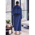 thumbnail image 4 of GFDYREE Men's Warm Fleece Robe with Hood, Plaid Big and Tall Bathrobe, 4 of 7
