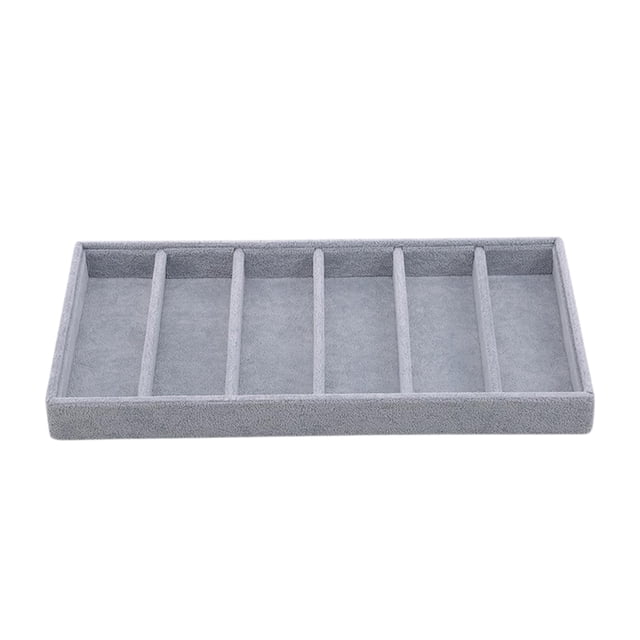 Bandeja organizadora para gafas de sol, 6 compartimentos, resistente organizador de joyas, caja portátil para guardar gafas, soporte para gafas de gris