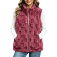 thumbnail image 3 of QATAINLAV Fleece Sherpa Vest for Woman Winter Fuzzy Fluffy Checkered Plaid Sleeveless Zip Up Jacket with Pockets, 3 of 8