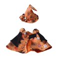 thumbnail image 3 of AuroraX Halloween Pet Cloak Hat Set Dog Costumes Halloween Small Cozy 2 Pieces Soft Lightweight Adjustable Pet Party Photo Props National Dog Day Orange, 3 of 7