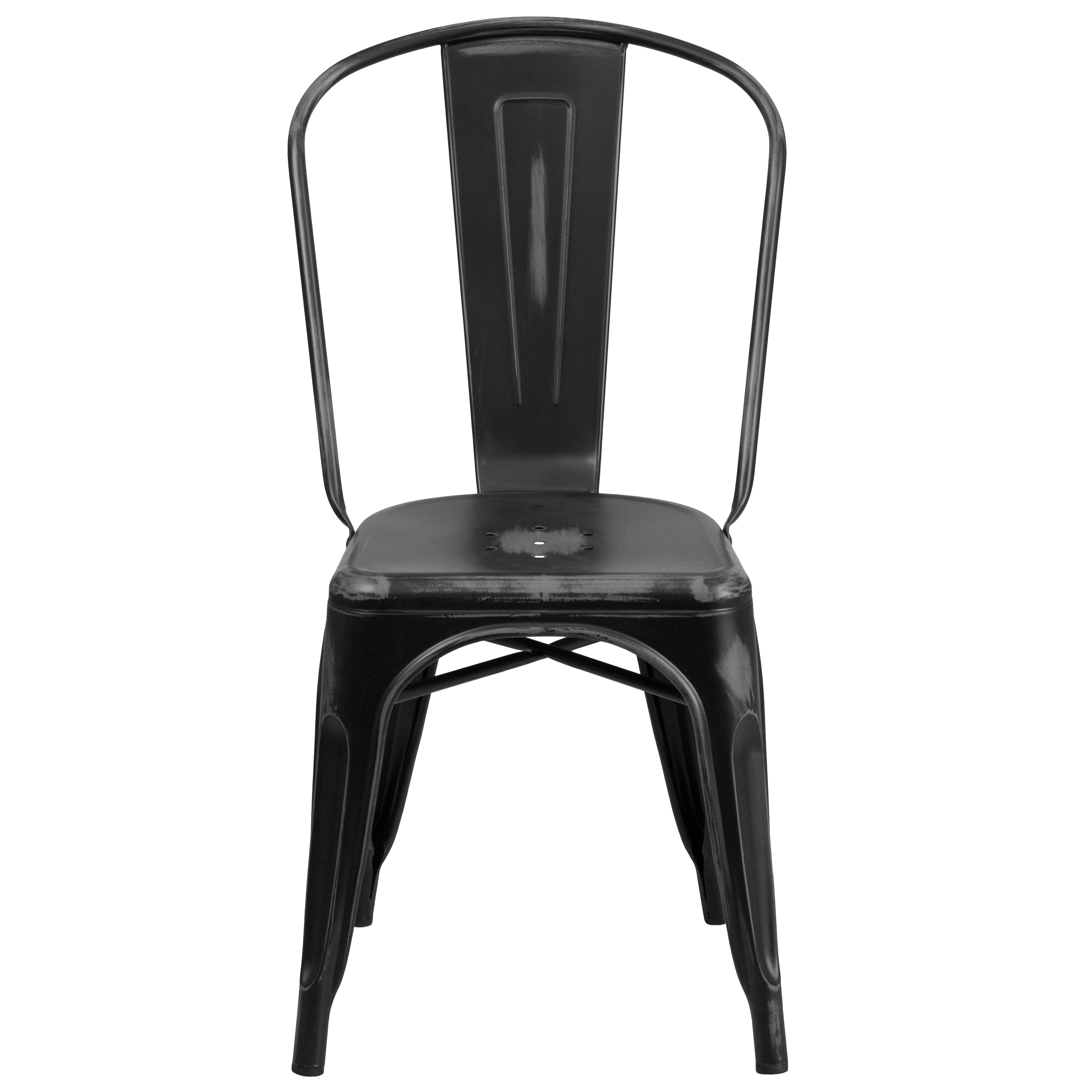 Flash Furniture Commercial Grade Distressed Black Metal Indoor