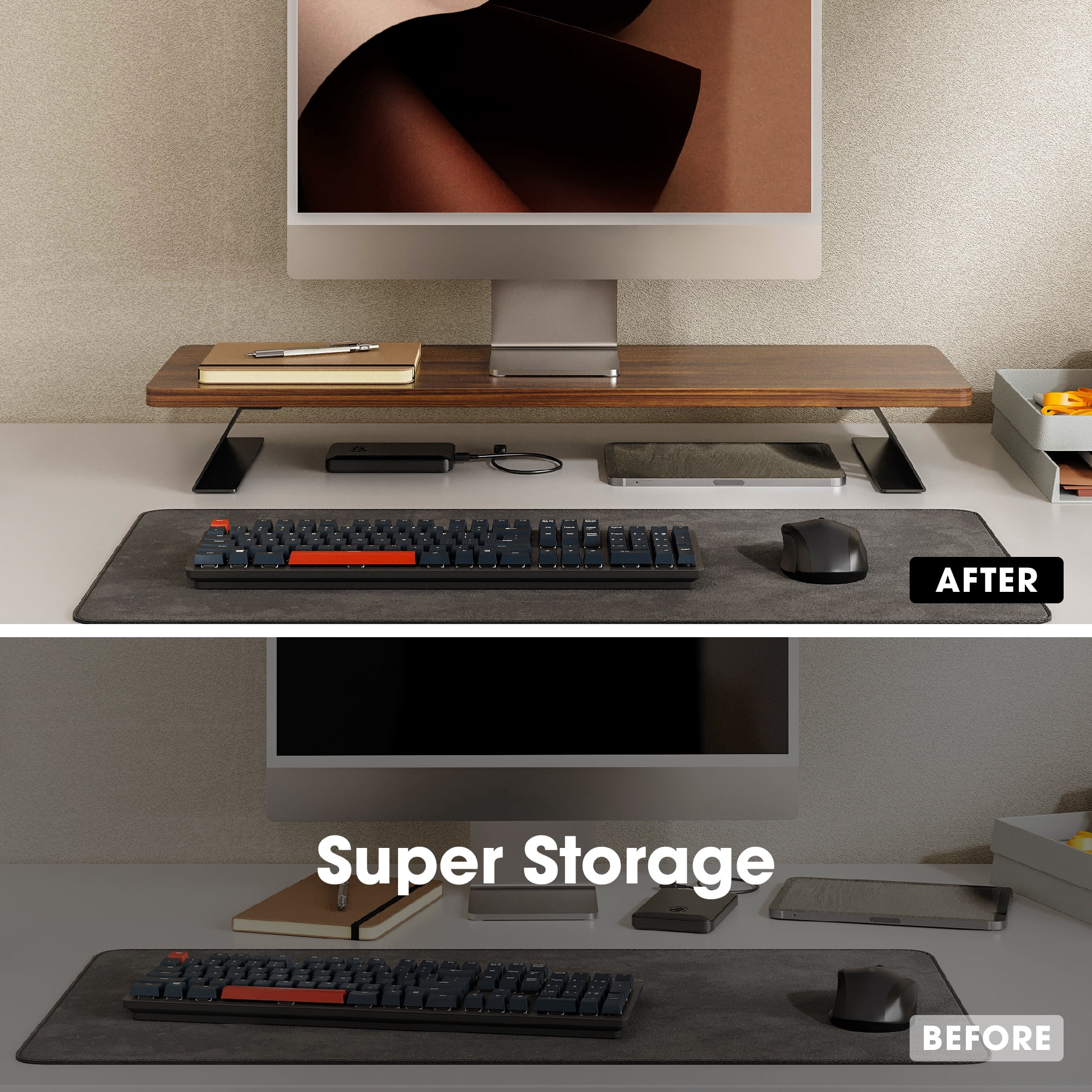 Fenge Dual Monitor Stand Riser, 31.5 inch Long Monitor Stand for Desk