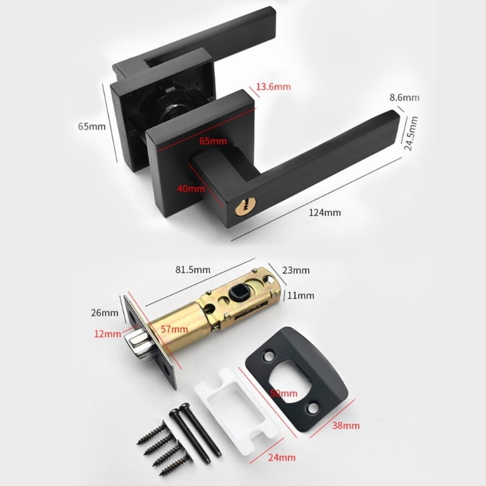 Square Privacy Door Lever Closet Door Interior Heavy Duty Door Knob